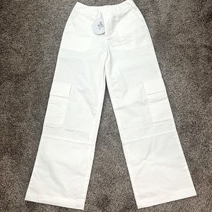 Fallout Mid Rise Cargo Pants White